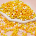 DIY Christmas polyester pom poms in yellow orange and white for creative crafts - 0.8cm/200 Pieces/Pack / Yellow Series