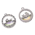 Zilveren bedel met walvisreliëf en iriserend kristal voor het maken van DIY-sieraden - Walvis Stijl (07)