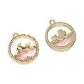 Gouden dolfijn bedel met roze gefacetteerd kristal en metalen oogje voor DIY-sieraden - Walvis Stijl (08)