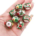 Handgeschilderde kerst-keramische kralen met elfen en kransen voor DIY-sieraden maken - Peperkoekmannetje Met Hoed (#38) / 1 Stuk/Verpakking (16mm/Opening Ca. 3mm)