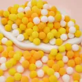 Colorful plush DIY pom-poms in yellow orange and white for Christmas craft decor - 1.5cm/100 Pieces/Pack / Yellow Series