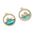 Gouden walvis hanger met doorschijnend hemelsblauw kristal voor DIY sieraden - Walvis Stijl (09)