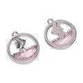 Zilveren legering hangers met roze glazen golven en zeilboot voor DIY-sieraden - Kleine Vis Stijl (11)