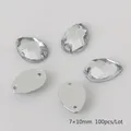Strass in acrilico trasparente a goccia da cucire 7x10mm per fai da te 100 pezzi - Piccolo / Bianco Trasparente