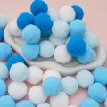 Μείγμα από μπλε και λευκά πολυεστερικά pom-poms για δημιουργική διακόσμηση DIY - Υπερμεγέθες / Μπλε Σειρά