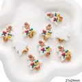 White Christmas tree resin beads with gingerbread man design for DIY jewelry, size 21x24mm - White Tree (#13)