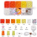 Kit de création de bijoux DIY avec perles de verre, étoiles acryliques et breloques ours - Série Jaune