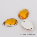 Strass in acrilico ambra 8x13mm a forma di goccia da cucire con base piatta in metallo - Medio / Giallo Oro