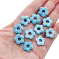 Blue glazed flower bead 16mm floral charm for DIY handmade jewelry bracelets - 16mm (Hole 4.5mm) - 1 Piece/Pack / Blue