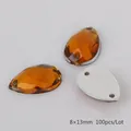 Strass in acrilico ambrato 8x13mm a forma di goccia con superficie sfaccettata da cucire - Medio / Caffè Scuro