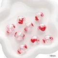 18mm heart and LOVE letter printed transparent resin beads in a white star bowl - Love Heart (#16)