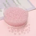 Pink translucent abacus glass beads in a round storage box for DIY jewelry making - 2x4mm, Hole Approx 1mm, 10g/Pack (Approx 150 Pcs) / Light Pink