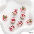 18mm handmade Christmas glass beads with festive gingerbread man and snowflake patterns - Gingerbread Man (#17)