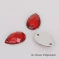 Strass acrilici rossi a goccia 8x13mm con doppi fori per cucito e artigianato 100pz - Medio / Rosso