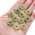Light green 16mm flower-shaped glass beads for DIY jewelry making in a hand - 16mm (Hole 4.5mm) - 1 Piece/Pack / Green