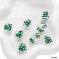 18mm Christmas glass bead with festive green tree and snowflake pattern for DIY crafts - Christmas Tree (#18)