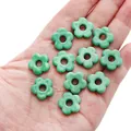 16mm bright green glass flower beads with marble texture for DIY jewelry making - 16mm (Hole 4.5mm) - 1 Piece/Pack / Dark Green