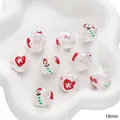 18mm handmade Christmas glass beads featuring snowman and snowflake patterns for DIY jewelry - Snowman (#19)
