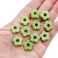 16mm light green vintage glass flower beads for handmade DIY jewelry bracelets - 16mm (Hole 4.5mm) - 1 Piece/Pack / Grass Green