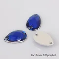 Strass a goccia blu scuro 8x13mm da cucire con due fori per artigianato fai-da-te - Medio / Blu