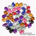 Strass a goccia in acrilico da cucire colori misti casuali 8x13mm confezione da 100 pezzi - 8x13mm (100 Pezzi/Confezione) / Colori Misti Casuali
