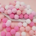DIY Christmas plush pom poms in white and pink shades for creative craft projects - 30Pcs Pack / 2.5cm / Pink Series