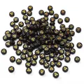 Flat round black acrylic beads with golden letter A for DIY jewelry making - Letter A / 50 Pieces/Pack (4x7mm)