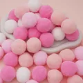 Pink and white macaron plush pom poms for DIY Christmas decor and creative crafts - 20 Pieces Set / 3cm / Pink Series