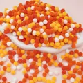 Vibrant orange, yellow, and white polyester pom poms for creative Christmas DIY crafts - Pack of 200 / 0.8cm / Orange Series