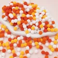 Mix of white, yellow, and orange fluffy polyester pom-poms for DIY Christmas crafts - Pack of 200 / 1cm / Orange Series