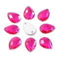 Strass da cucire a goccia rosa fucsia con due fori per decorazioni di vestiti DIY - Grande / Rosa Rosso