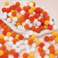 DIY colorful plush pom poms in white, orange and yellow for holiday crafts - 100pcs Pack / 1.5cm / Orange Series
