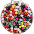 Gekleurde ronde houten kralen in een zilveren dienblad voor DIY sieraden - 8mm (Opening 2mm, 100 stuks/pak) / Veelkleurig