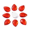 Strass in acrilico rosso a goccia da cucire con superficie sfaccettata per fai da te - Grande / Rosso