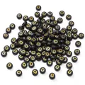 4x7mm black acrylic round flat beads with golden letter D for DIY jewelry making - Letter D / 50 Pieces/Pack (4x7mm)