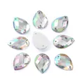 Strass in acrilico a goccia da cucire con finitura AB e fori per decorazione DIY - Grande / Bianco AB Colore Fantasma