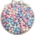 Pastelkleurige houten kralen in zilveren schaal voor DIY sieraden maken hobby - 8mm (Opening 2mm, 100 stuks/pak) / Kristallen Liefde Mix