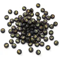 Schwarze Acryl-Buchstabenperlen F mit goldener Gravur für DIY-Schmuck und Ketten - Buchstabe F / 50 Stück/Packung (4x7mm)