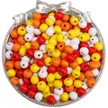Gepolijste 8-10mm massief houten kralen in oranje geel rood wit voor DIY-sieraden - 8mm (Opening 2mm, 100 stuks/pak) / Vruchtbare Oogst Mix