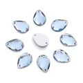 Strass in acrilico a goccia blu chiaro con due fori per progetti di cucito fai-da-te - Grande / Azzurro