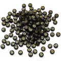 Schwarze Acrylperlen flach-rund mit goldenem Buchstaben G für DIY Schmuckherstellung - Buchstabe G / 50 Stück/Packung (4x7mm)