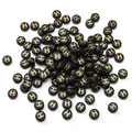 Schwarze 4x7mm Acrylperlen mit goldenem Buchstaben H für DIY Schmuckherstellung - Buchstabe H / 50 Stück/Packung (4x7mm)