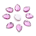 Strass a goccia rosa viola da cucire in acrilico con doppi fori per decorazioni DIY - Grande / Rosso Rosa Chiaro