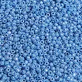 Sky blue 3-4mm glass seed beads with smooth porcelain finish for DIY jewelry making - Blue