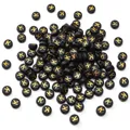 Schwarze Acrylperlen mit goldenem Buchstaben K für DIY Armbänder und Schmuckherstellung - Buchstabe K / 50 Stück/Packung (4x7mm)