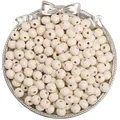 DIY natural light beige wooden beads with smooth finish for jewelry making - Spring White