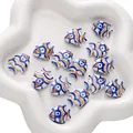 Ceramic fish-shaped beads with blue and orange stripes for DIY jewelry making - Tropical Fish 21x17mm (1 Piece/Pack) / White and Royal Blue