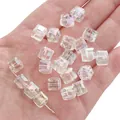 8mm iridescent square acrylic cube beads with rainbow finish for DIY jewelry making - 8mm (10 Pieces/Pack, Approx. 1.5mm Hole) / White