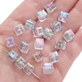Colorful 8mm cube acrylic spacer beads with iridescent AB coating for DIY jewelry making - 8mm (10 Pieces/Pack, Approx. 1.5mm Hole) / Blue