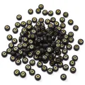 Schwarze Acrylperlen flach rund mit goldenem Buchstaben O für DIY Halskette Armband - Buchstabe O / 50 Stück/Packung (4x7mm)